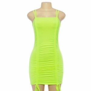 Limegreen fluorescent yellow sexy bodycon dress